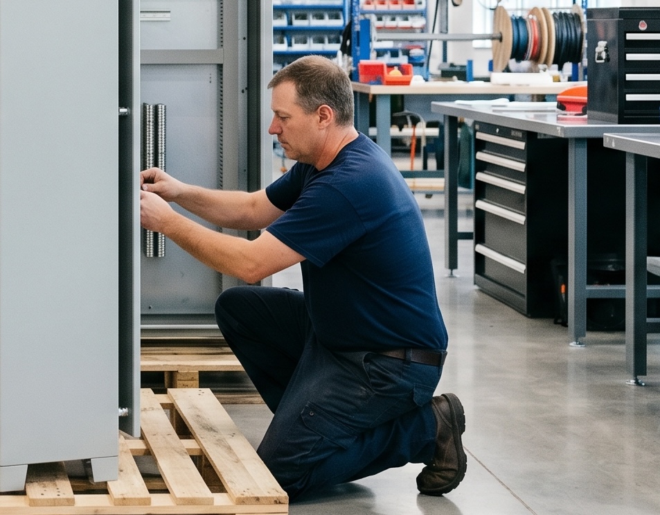 worker inspecting assembly work